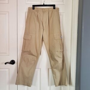 YoungLA Convoy Cargo Pants Ivory Pleated Retro Loose Fit High-rise Size 36L